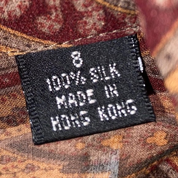 Ellen Tracy Sheer Silk Paisley Button Front Ruffle - Picture 9 of 10